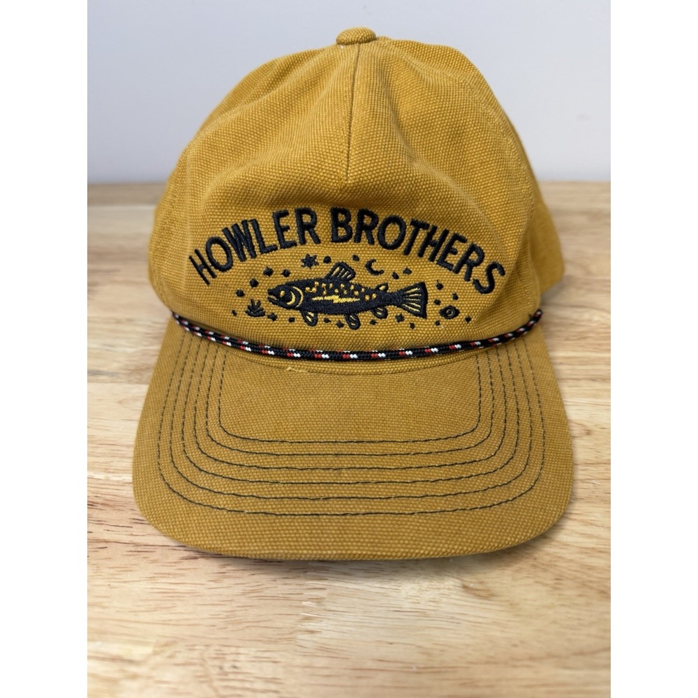 Howler Brothers Brown Canvas Rope Fish Logo SnapBack Hat Cap Brown